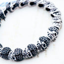 Black Zirconia Skeleton Skull Bracelet,Europe Style Heart Good Jewelry For Men & Women,Rebel Gift In Silver,Super De