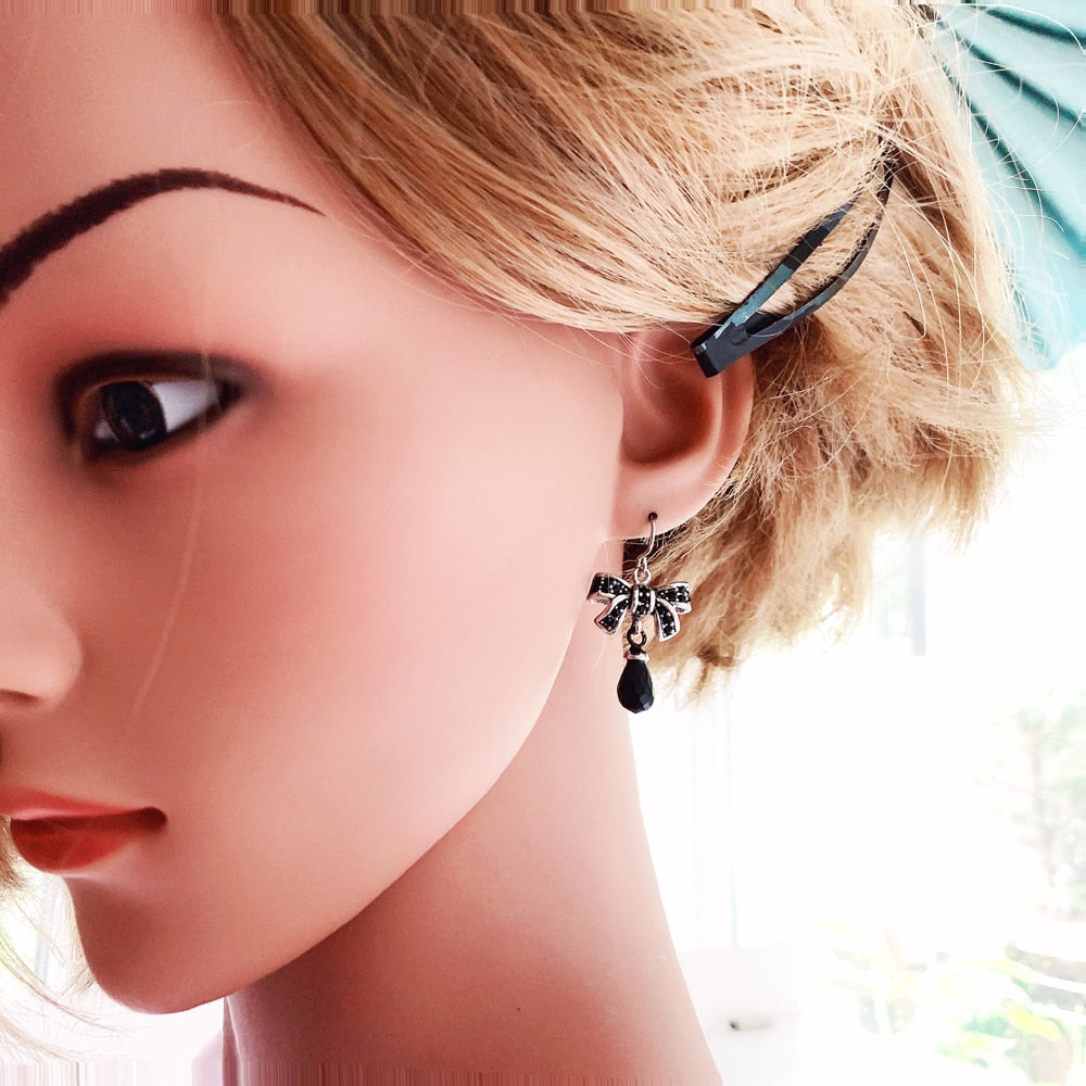 Bow Knot Water Drop Earrings Europe Style Fine Jewerly Romantic New 925 Sterling Silver Gift For Women