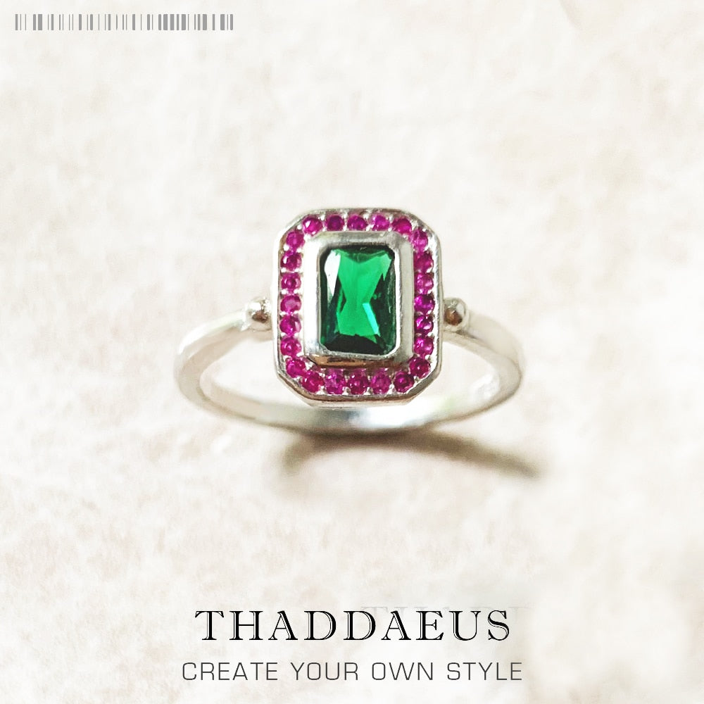 Ring Red And Green Stones,Fine Jewerly For Women,2022 Spring Brand New Personalised Gift In 925 Sterling Silver