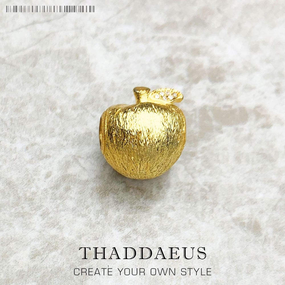 Bead Apple Gold Color 925 Sterling Silver Charms Europe Jewelry Accessories Gift For Women