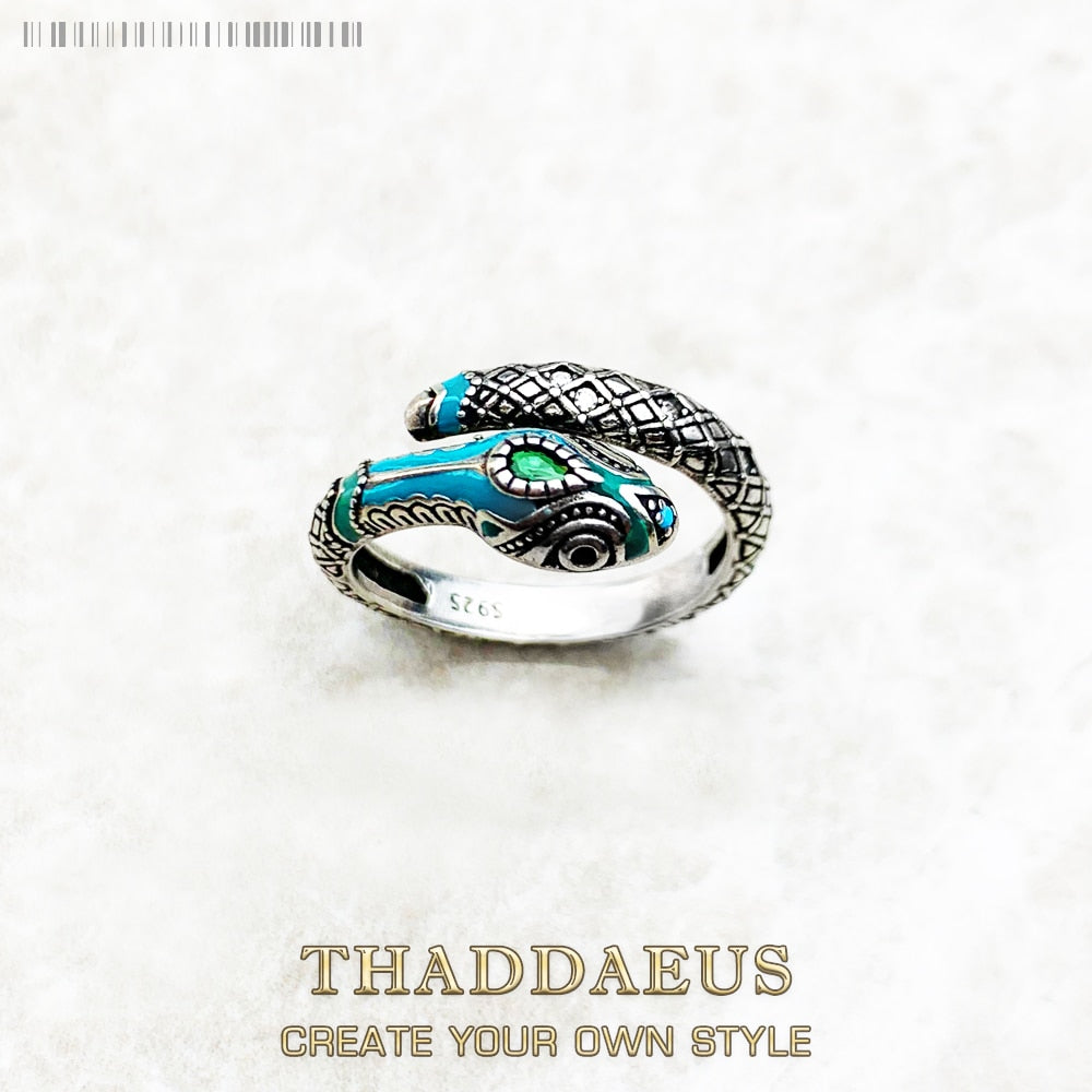 Tropical Mystic Snake Ring Europe Style Fine Jewerly For Women Bohemia Gift In 925 Sterling Silver