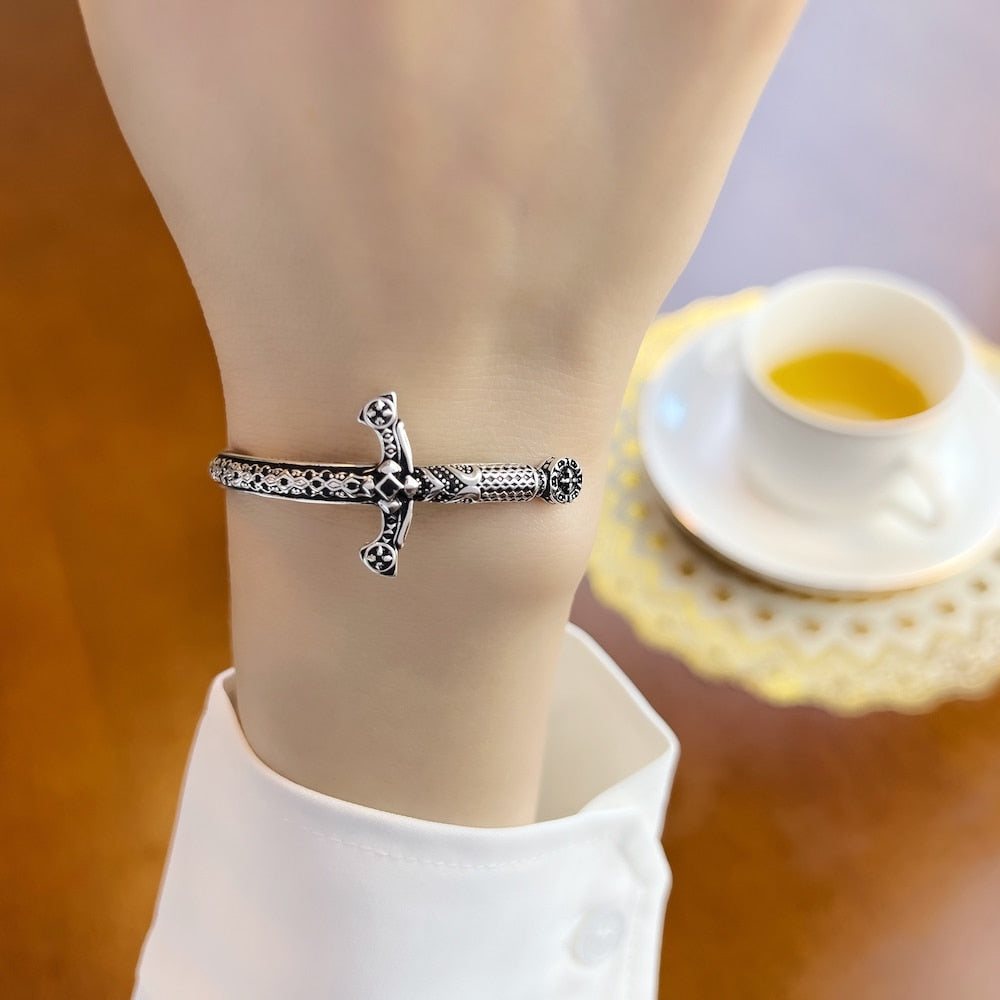 Bracelet Bangle Royal Ornamentation Sword Europe  Brand New 925 Sterling Silver Fine Jewelry Vintage Gift For Women Men