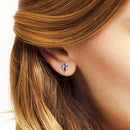 Royalty Colourful Stones Stud Earrings Europe Style Fashion Jewerly For Women Girls Gift In 925 Sterling Silver