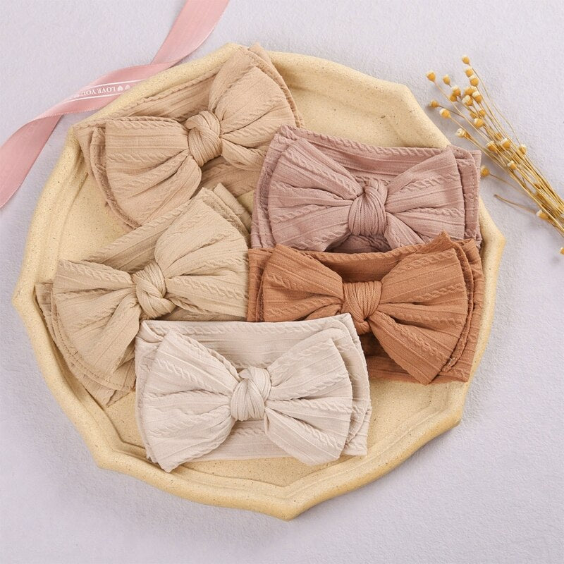 1 Pc Baby Bows Headband Elastic Knit Nylon Headwear Newborn Baby Hair Accessory for Baby Girls Newborn Infant Toddlers