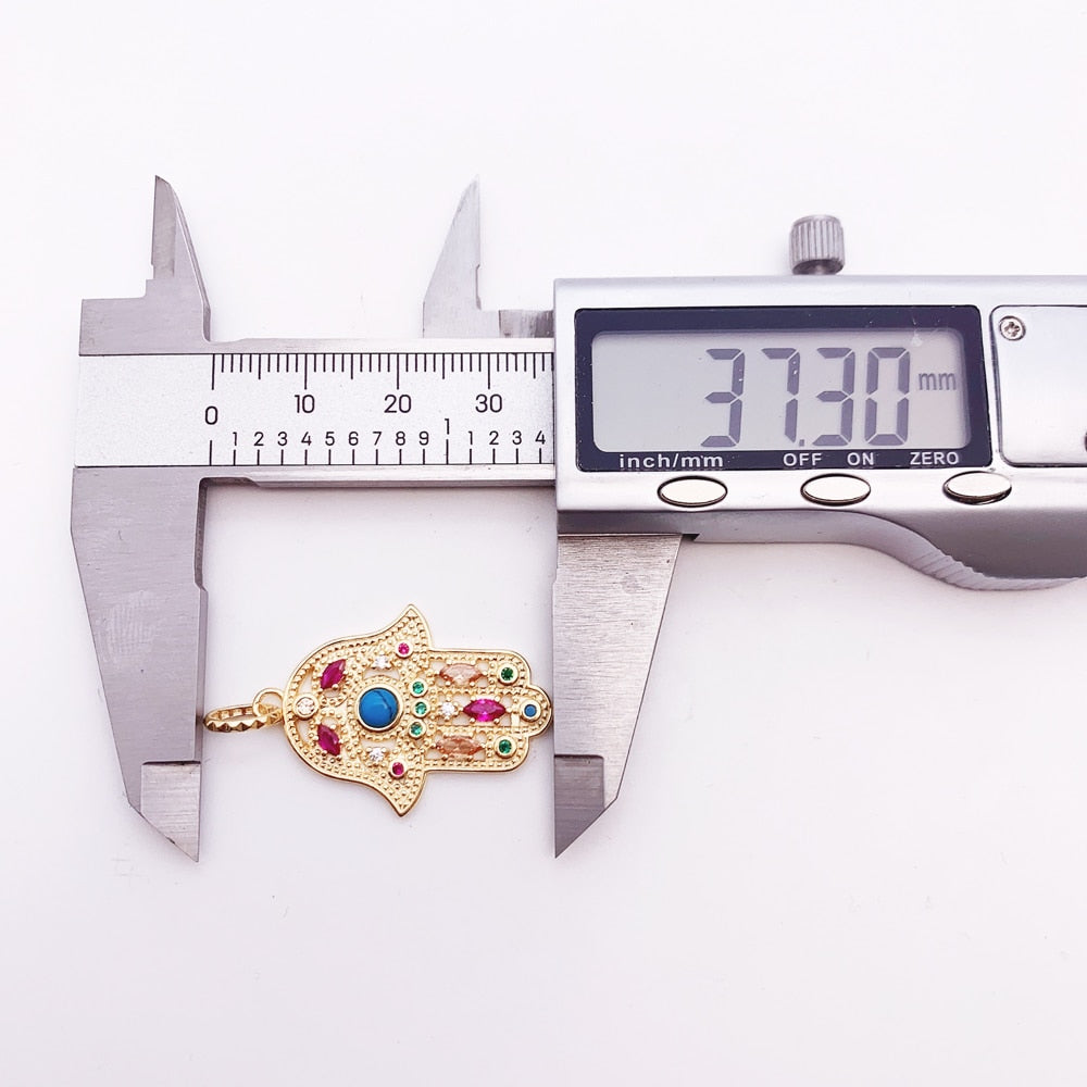 Pendant Hand of Fatima,Summer New Golden Jewelry Bohemia 925 Sterling Silver Turquoise Accessories Protection Gift For Women Men