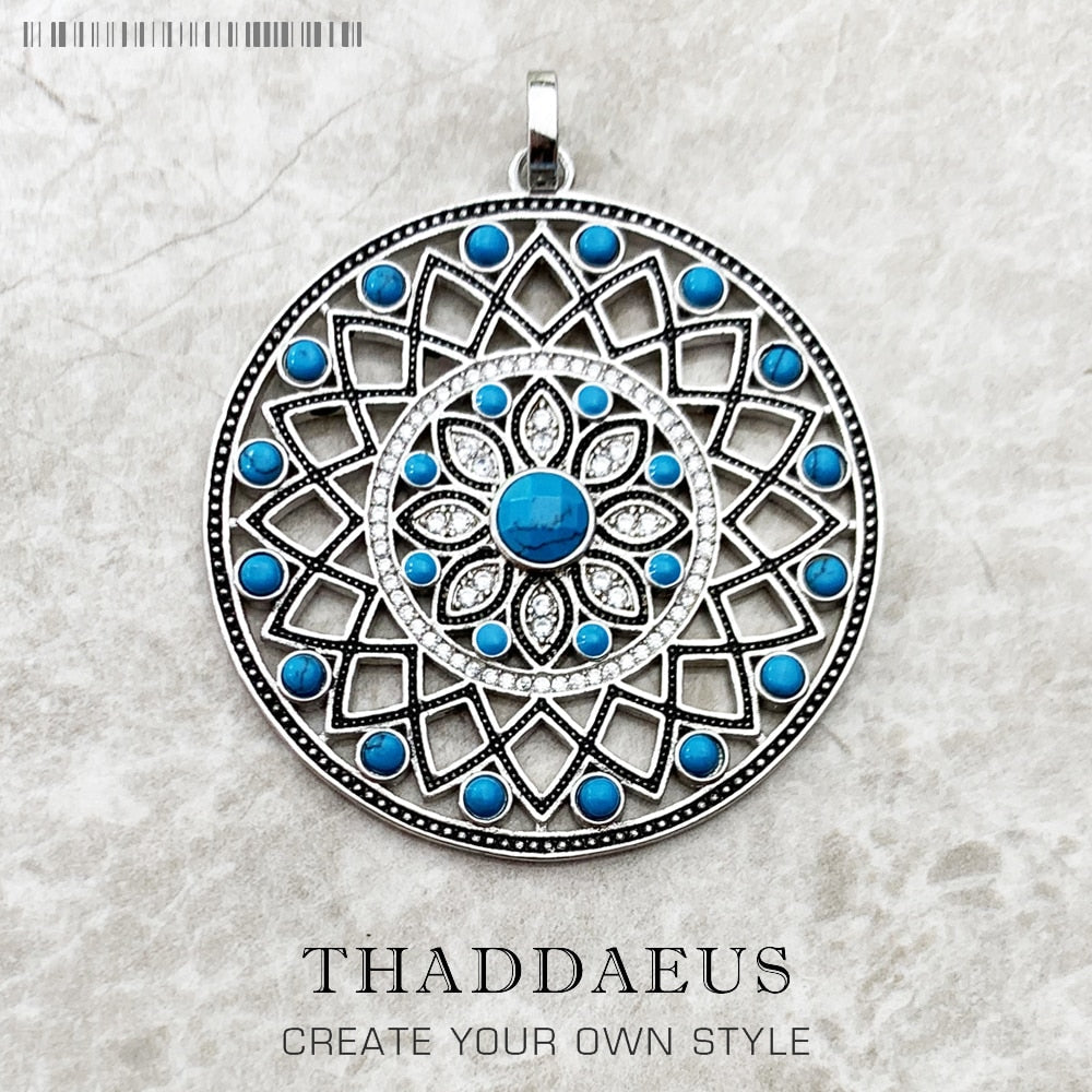 Pendant Blue Turquoise Stone Ornament Brand New Fashion 925 Sterling Silver Jewelry Europe Accessories Gift For Women