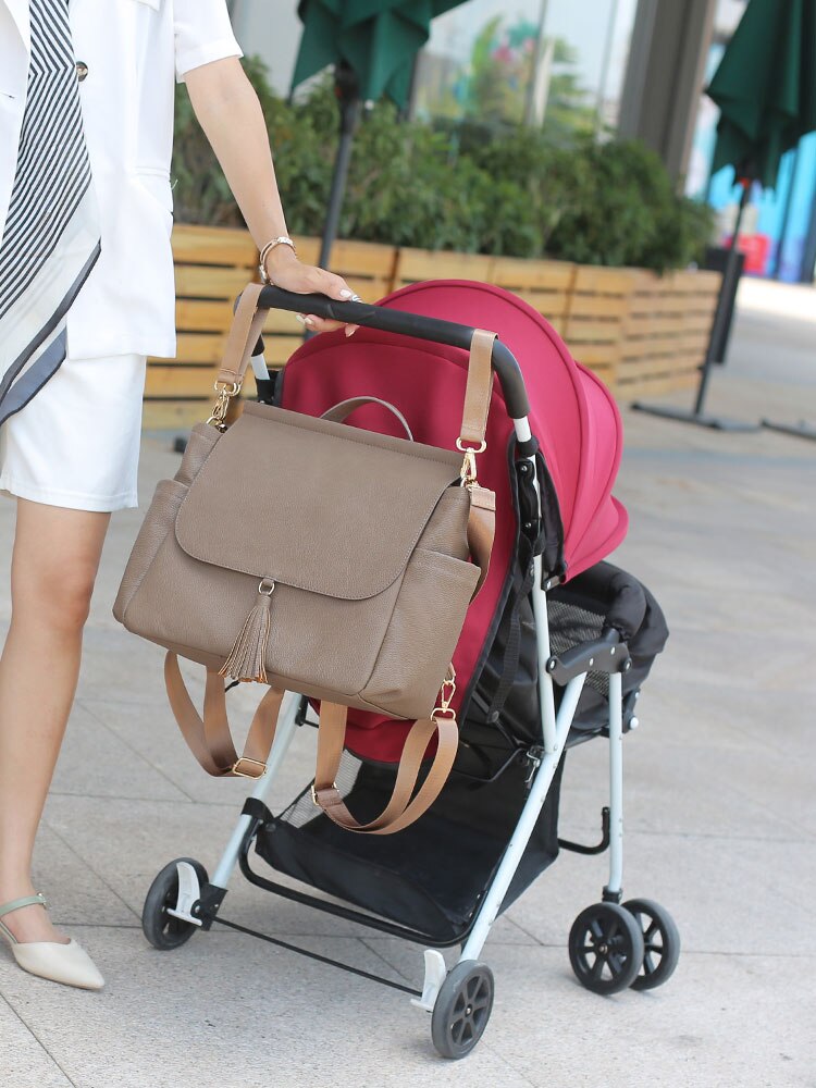 Multifunction Leather Diaper Bags Large Capacity Baby Bags for Baby Care Changing Bags for Mom Outdoor Travel Maternity Backpack