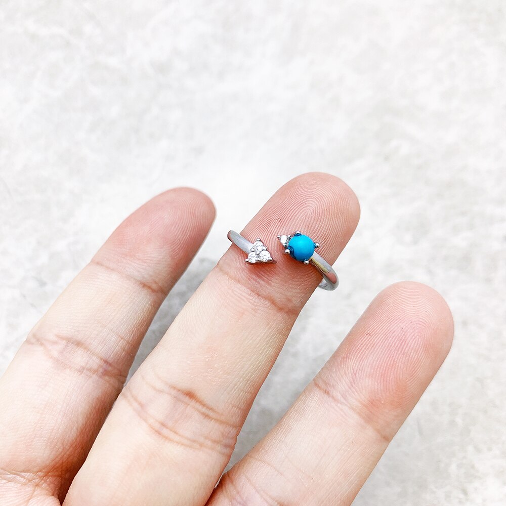 Ring Arrow Blue,Europe Fine Jewerly For Women,2023 Spring Trendy Ocean Spirit Gift In 925 Sterling Silver