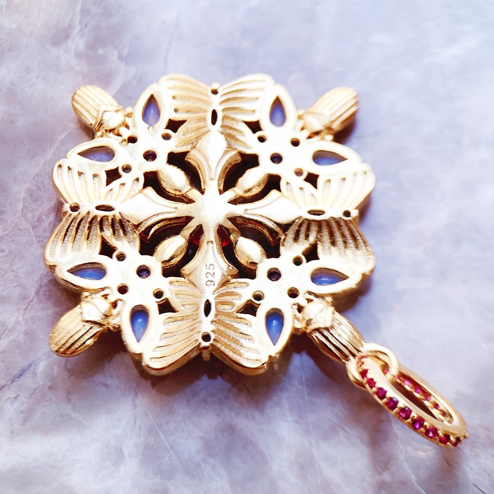 Pendant Amulet Kaleidoscope Butterfly Golden,2022 Summer Brand New Jewelry Europe 925 Sterling Silver Bohemia Gift For Woman