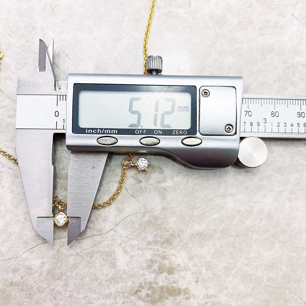 Gold Link Chain Necklace White Stones Fine Jewelry Europe 925 Stering Silver 2023 Brand New Trendy Gift For Women