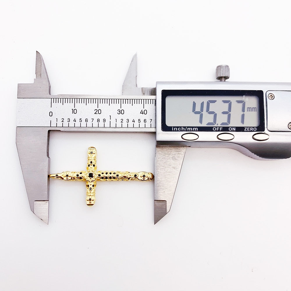 Pendant Cross Black Stones Gold New Fine Jewelry Bijoux Accessories 925 Sterling Silver Gift For Woman Men