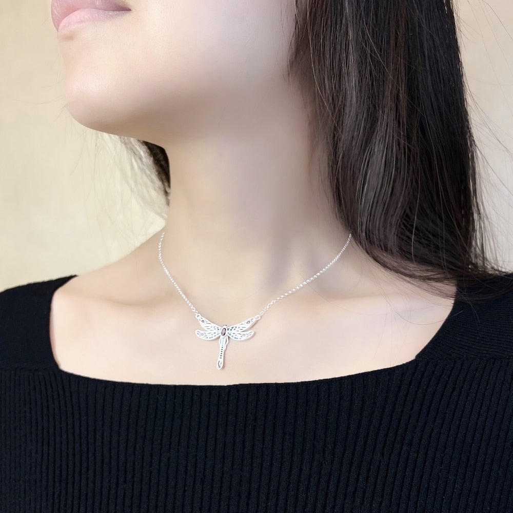 Necklace Playful Dragonfly New Link Chain Creative Fine Jewelry Europe 925 Stering Silver Bohemia Gift For Women