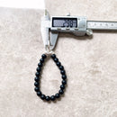 Beads Bracelet Matt Obsidian in Pure 925 Sterling Silver Vintage Gift For Women & Men