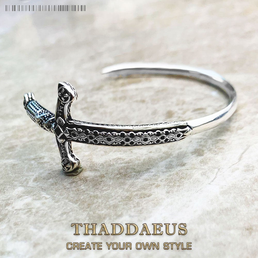 Bracelet Bangle Royal Ornamentation Sword Europe  Brand New 925 Sterling Silver Fine Jewelry Vintage Gift For Women Men