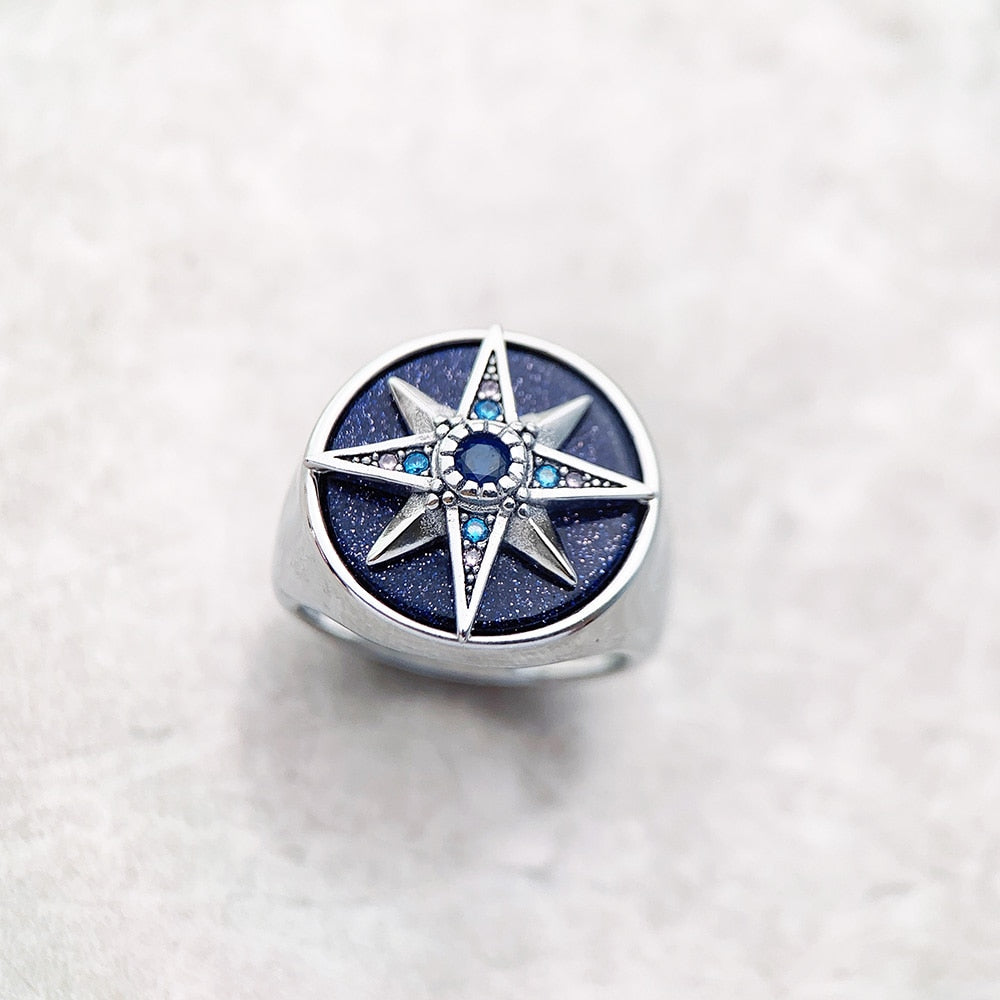 Royalty Star Signet Ring,Europe Fine Jewerly For Women,2022 Brand New Bohemia Lucky Gift In 925 Sterling Silver