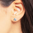 Ear Studs Aquamarine Blue Stone With Star,Europe Elegant Fine Jewerly For Women,2022 Summer Trendy Gift In 925 Sterling Silver