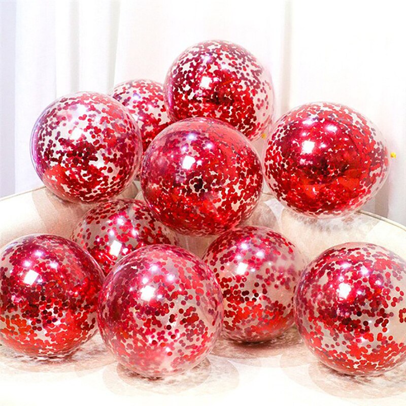 10pcs 12inch Glitter Gold Confetti Latex Balloons Romantic Wedding Decor Clear Balloon Birthday Party Decorations Kids Baby Show - anconmall