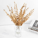 10Pcs Gold Eucalyptus Leaves Branch Artificial Plants Christmas New Year Decoration for Home Wedding Party Flower Arrangement