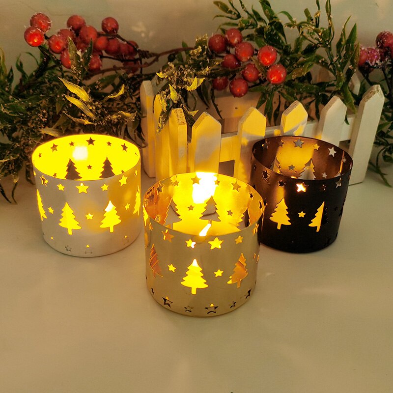 Christmas Iron Hollow Candle Holder Merry Christmas Decorations For Home Table Ornaments Noel Navidad Natal New Year Gifts 2023