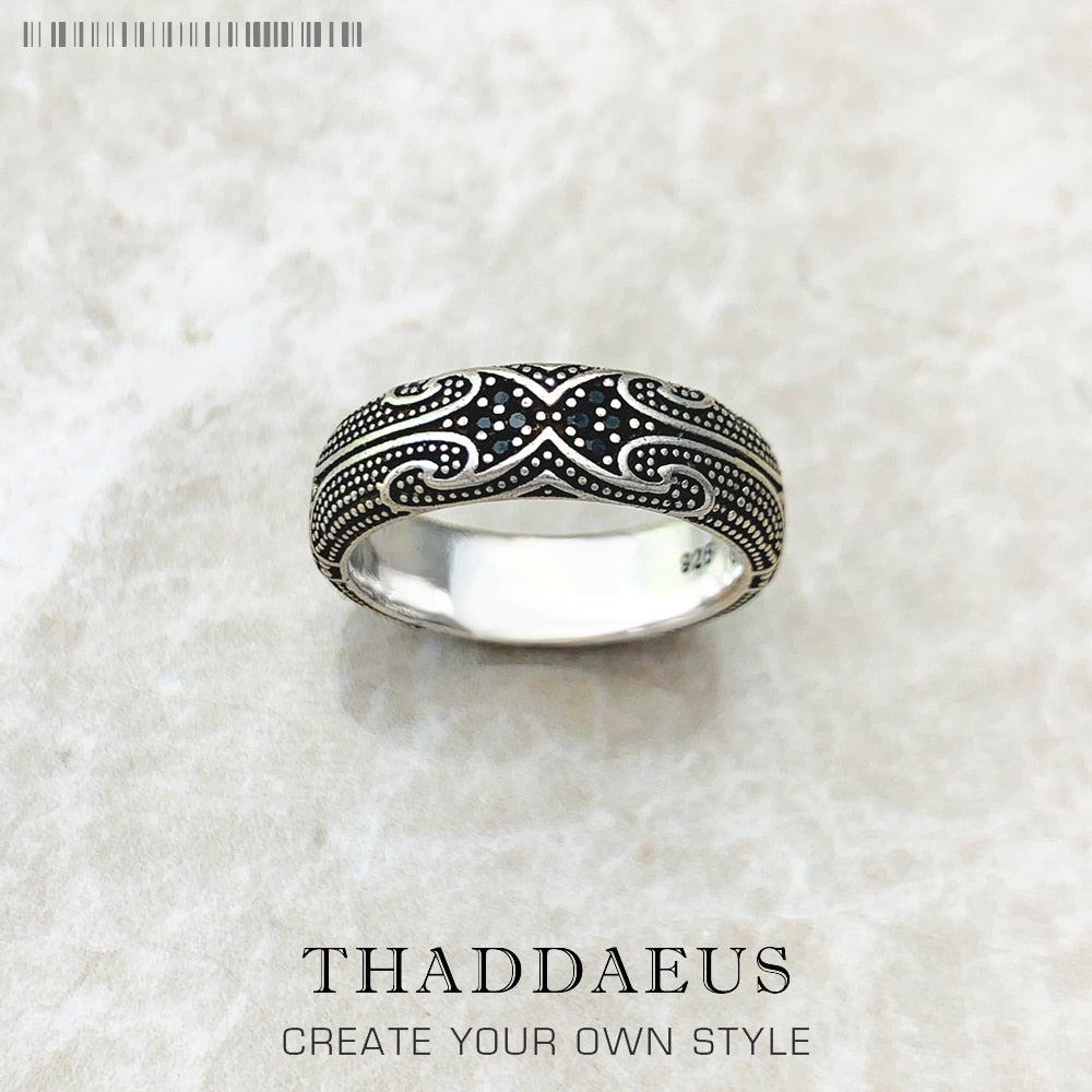Band Ring Maori Tattoos Ethno Fine Jewerly For Women Men Autumn Brand New Cultural Ornament Gift In 925 Sterling Silver