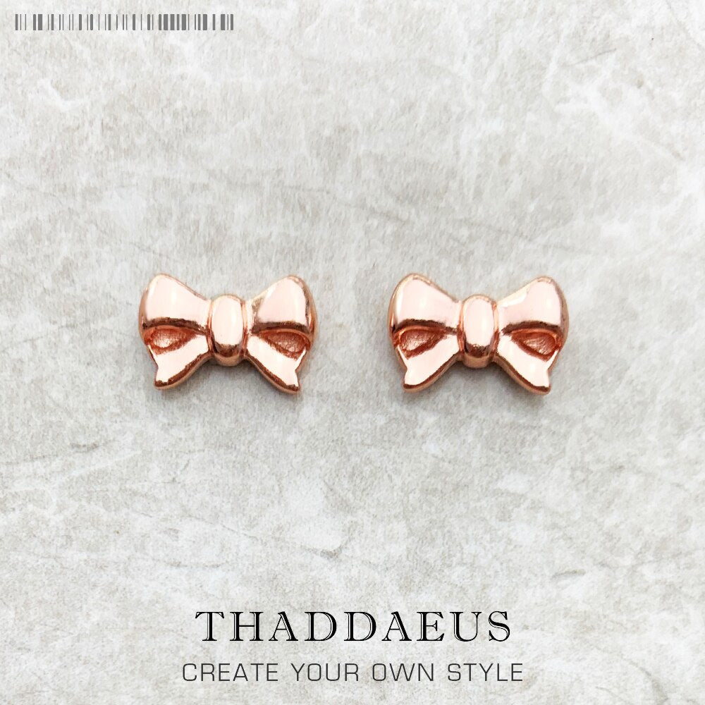 Stud Earrings Bow Europe Style Fine Jewerly For Women Cute Gift In 925 Sterling Silver