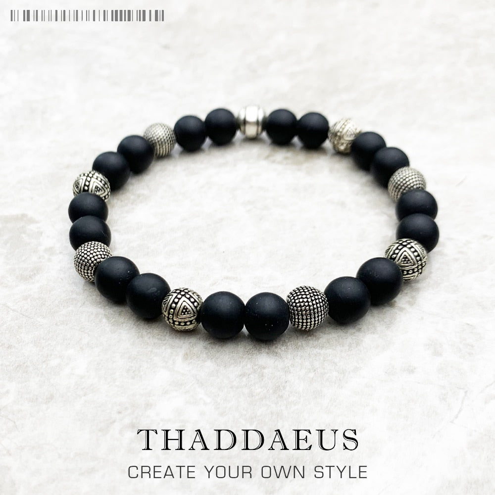 Bracelet Hero Rebel Bead Europe Style Fashion Jewelry Gift For Men And Women,In Sterling Silver And Black Obsidian