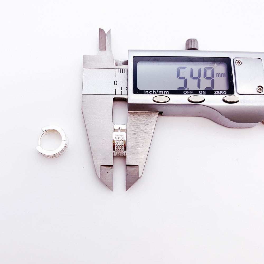 Creole White Stone Hinged Hoop Earrings Gift In 925 Sterling Silver,Europe Style Glam Trendy Fashion Fine Jewerly For Women