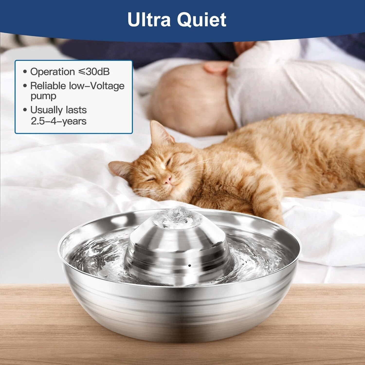 Stainless Steel Cat Water Fountain Automatic Super Quiet Pet Water Fountain Easy Clean Safe Pet Dogs Cats Bowl Water Dispenser