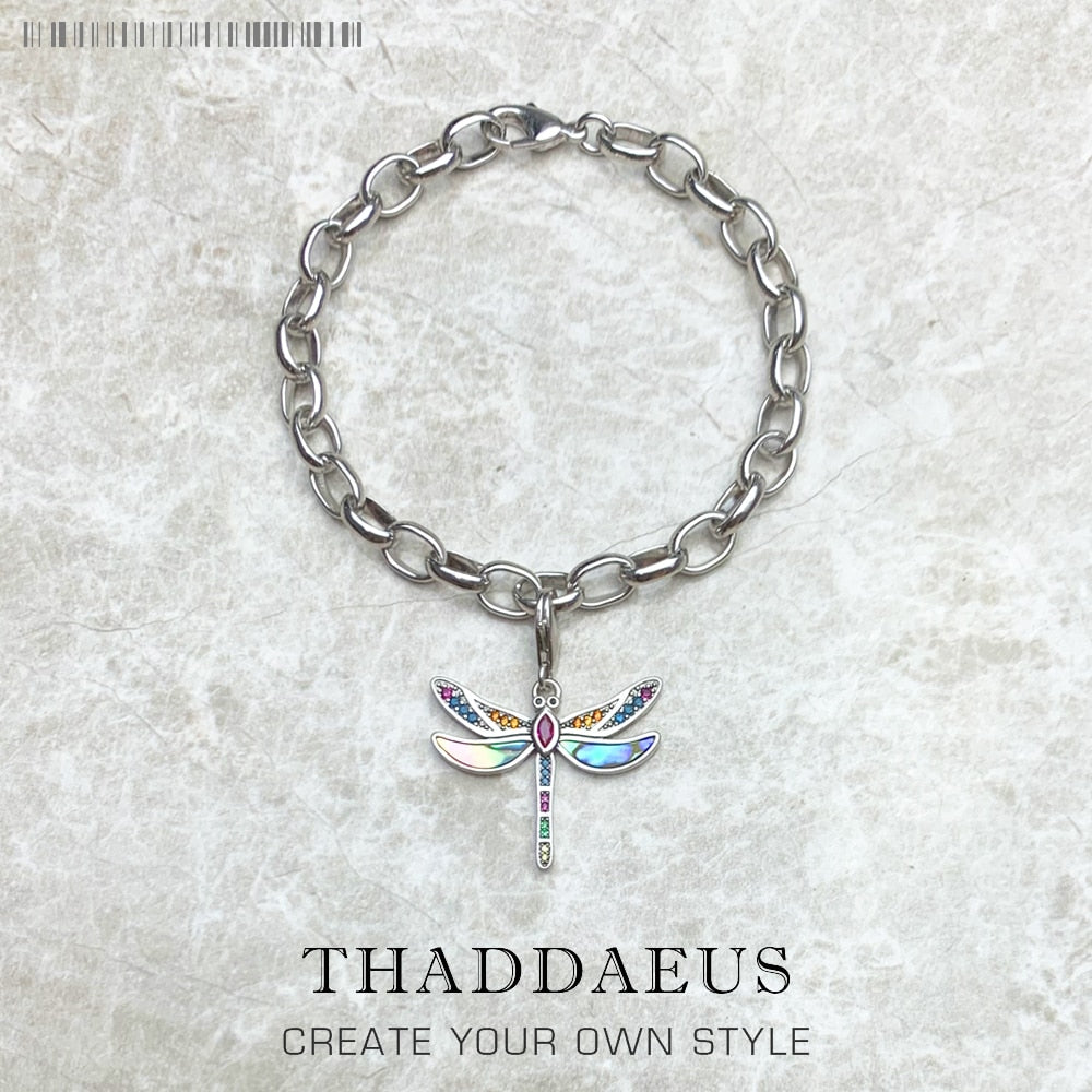 Dragonfly Charm Bracelet,Europe 925 Sterling Silver Gift For Women Summer Brand New Bohemia Link Chain Jewelry