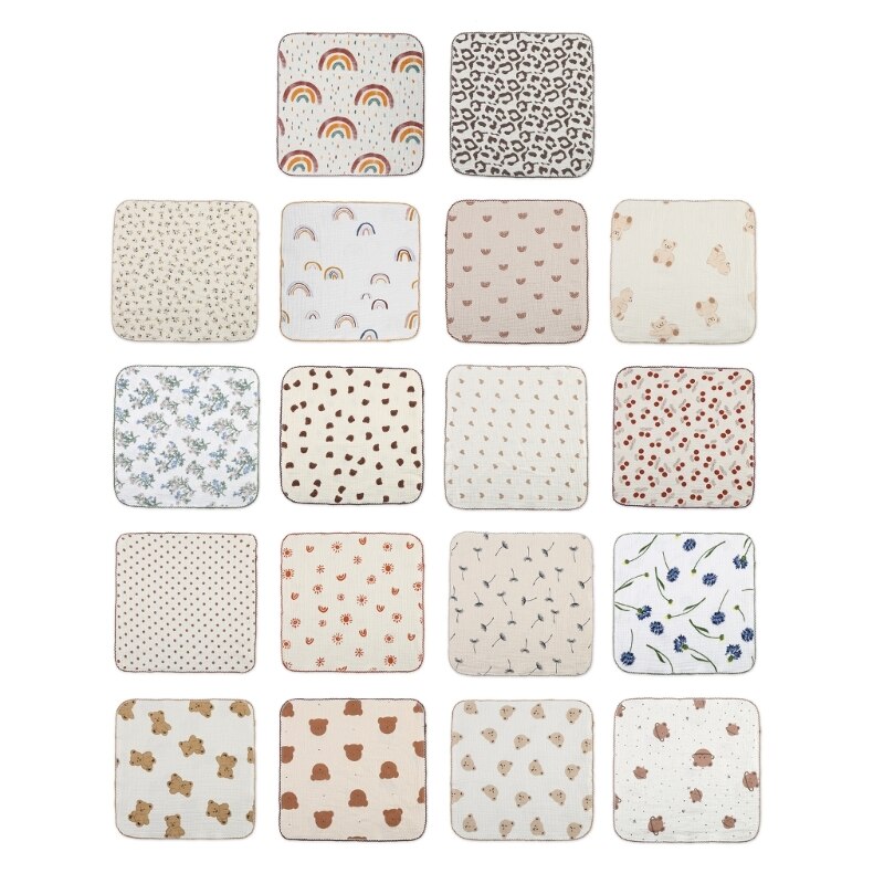 Baby Bib Towel Boys Girls 0-12M Breathable Soft Face Towel Drooling Bib with Hanging Hook Infant Feeding Burp Cloth