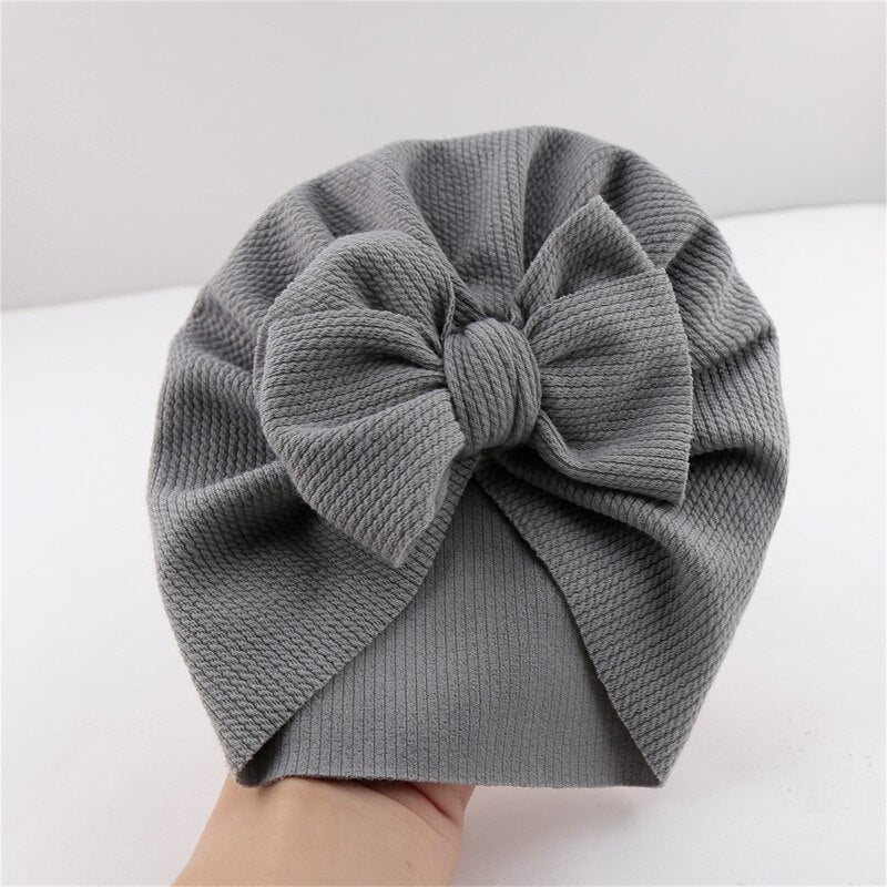 Baby Hat Cute Bows Knot Beanie Floral Bowknot Headwrap Newborn Soft Cotton Solid Color Bonnet Infants Kids Headwear Gifts