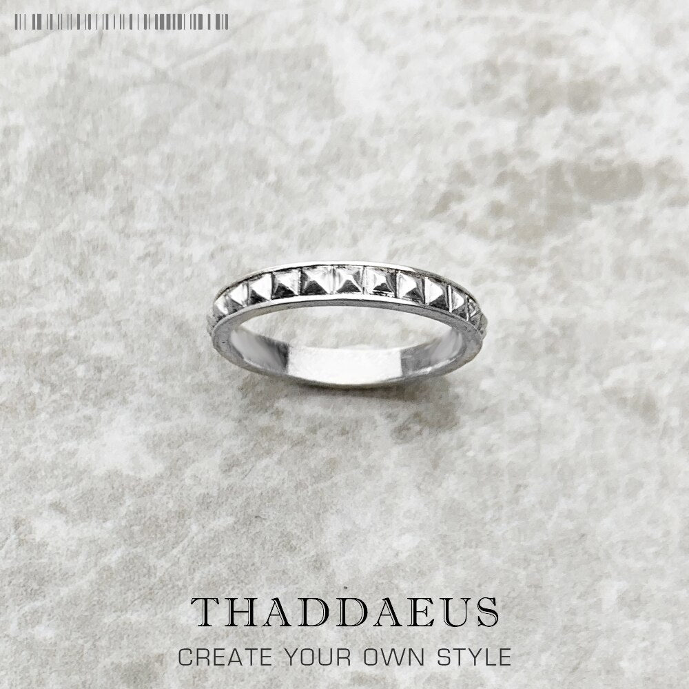 Studs Wedding Bands Ring,Europe Style Fine Jewerly For Women & Men Punk Gift In 925 Sterling Silver