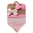 3Pcs/Set Cotton Baby Bib Bow Headband Adjustable Button Triangle Saliva Towel Print Infant Boy Girl