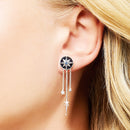 Earrings Royalty Star With Stones,Europe Fine Jewelry For Women,2023 Winter Lucky Gift In Sterling Silver 925