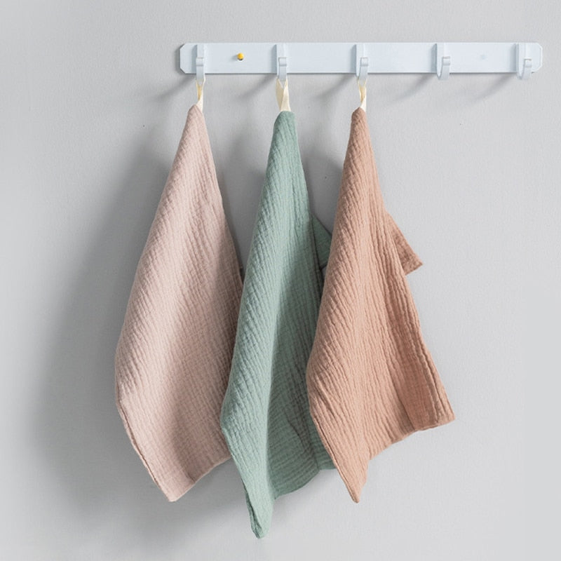 hibobi 3/5Pcs Baby Square Towel Feeding Towel Saliva Towel 100% Cotton Muslin Square Towel Solid Newborn Boys Girls Washcloth
