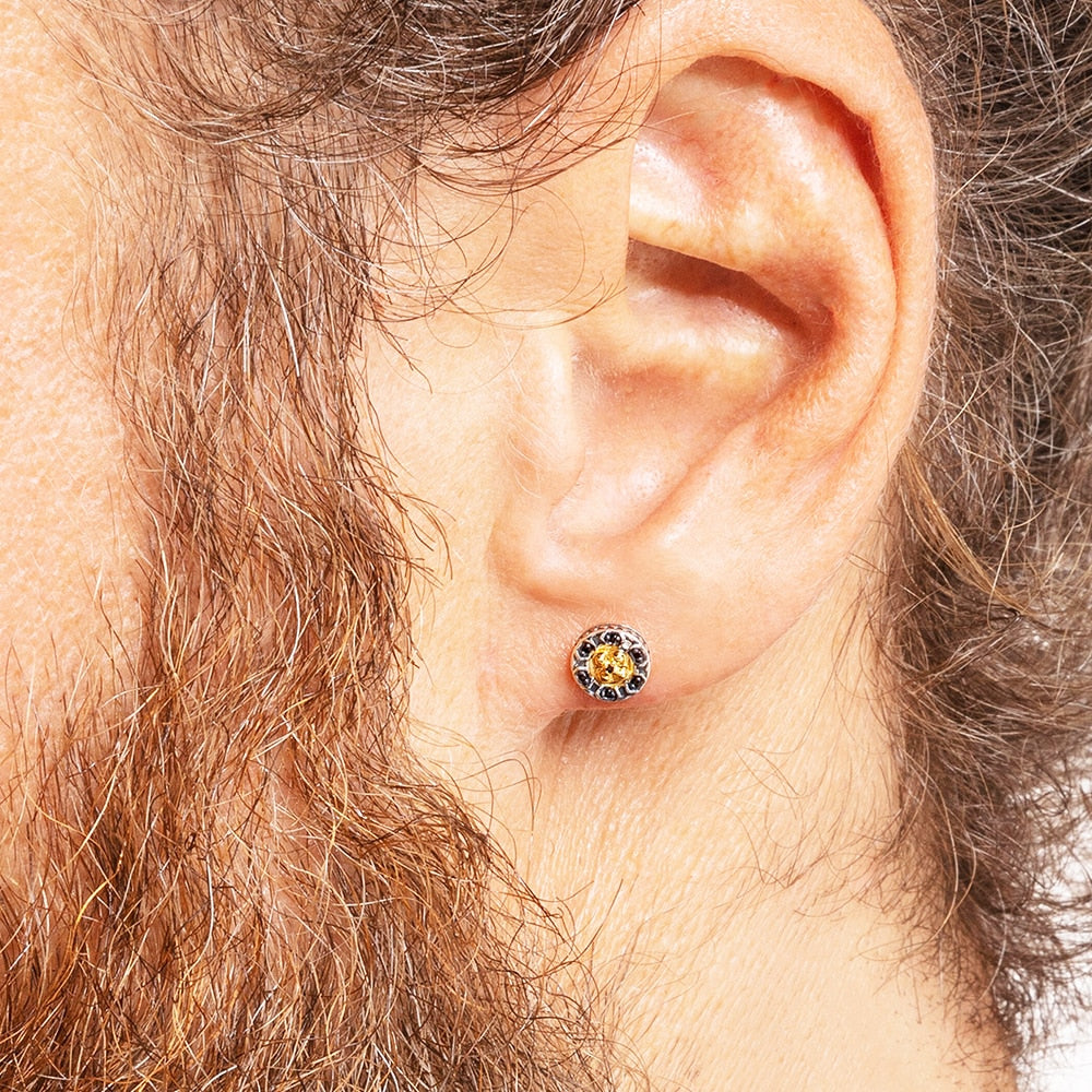 Ear Studs Cross Black Stones Gold Europe Style Delicate Myths Fine Jewerly For Women Men Vintage 925 Sterling Silver Gift