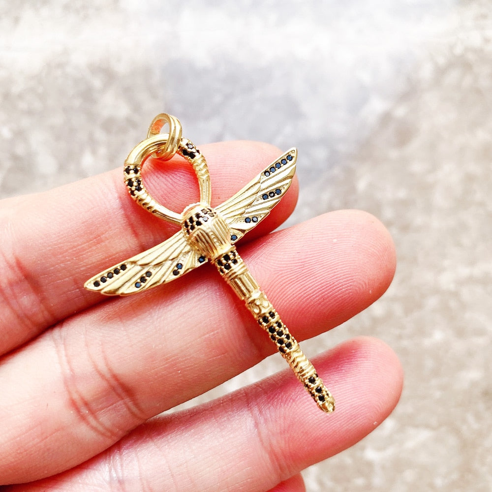 Cross of Life Ankh With Scarab Golden Pendant Vintage Fine Jewelry Pure 925 Sterling Silver Protective Amulet For Woman & Men
