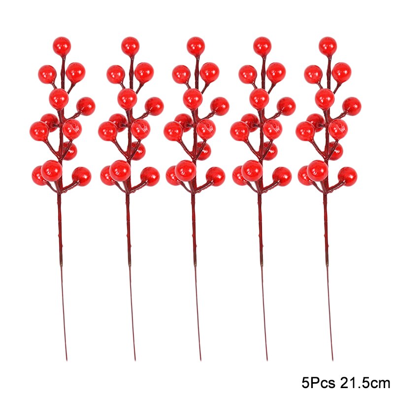 5Pcs Artificial Red Christmas Berries Pine Cone Branches For Christmas Home DIY Wreath Decorations Xmas Tree Ornaments Noel 2023