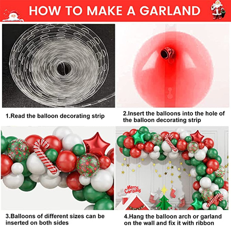 Christmas Balloon Green Gold Red Garland Arch Kit Candy Balloons Star Foil Balloons New Year Christma Party Decorations - anconmall