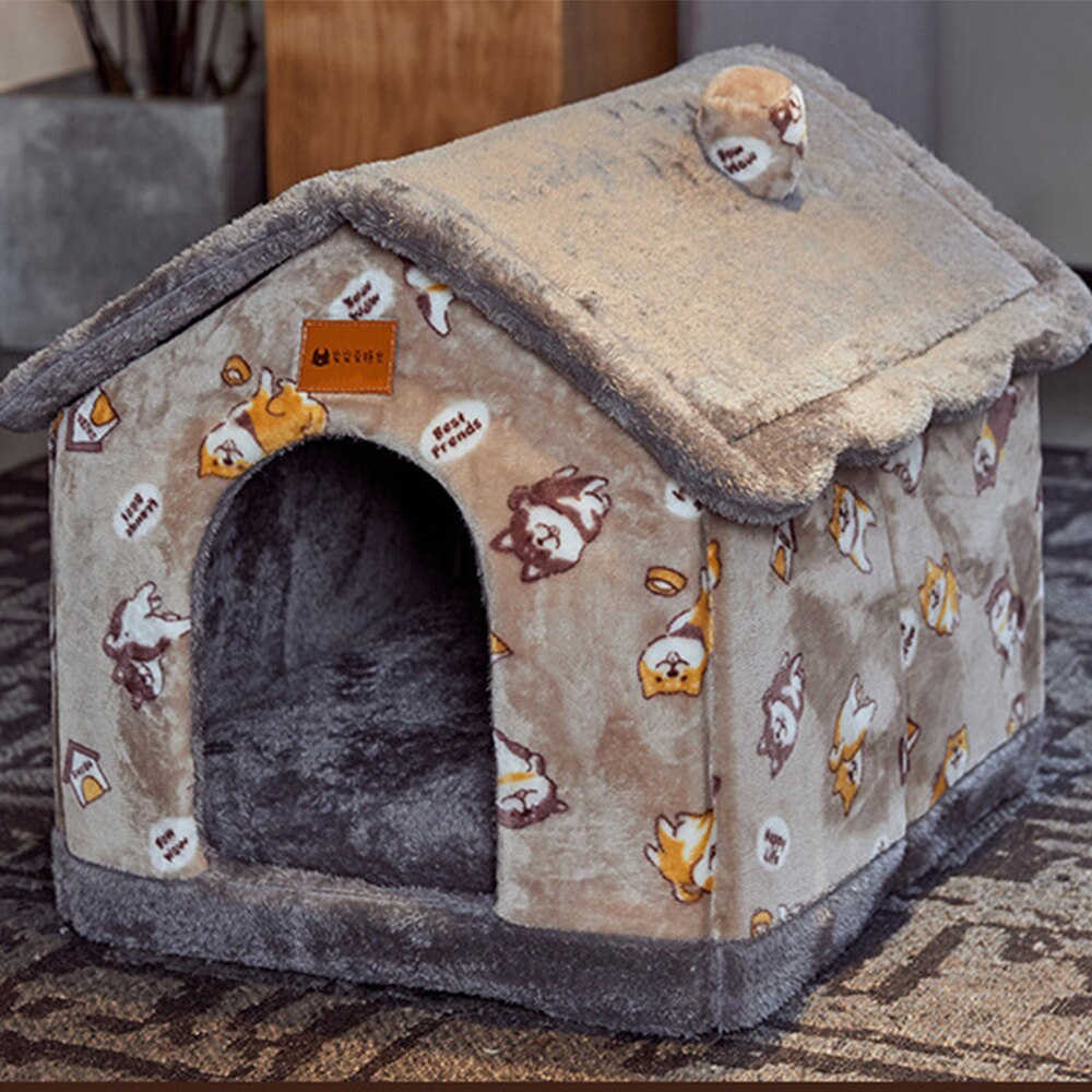 Dog house Cat Bed Warm Foldable House for Small Medium Dog Cat House Washable Tent Very Soft Small Dog Home Bag for Cats Beds - anconmall