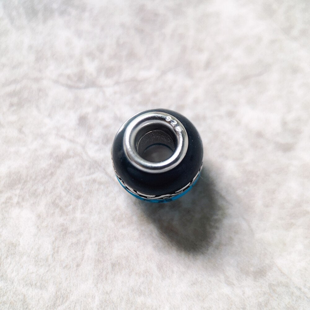 Ornament Blue & Black Bead Accessories 925 Sterling Silver Charm For Jewelry Making Women Men