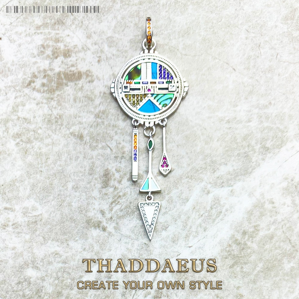 Pendant Dreamcatcher Sun Symbol,Summer Turquoise Jewelry Europe Accessorie 925 Sterling Silver Vintage Gift For Woman Men