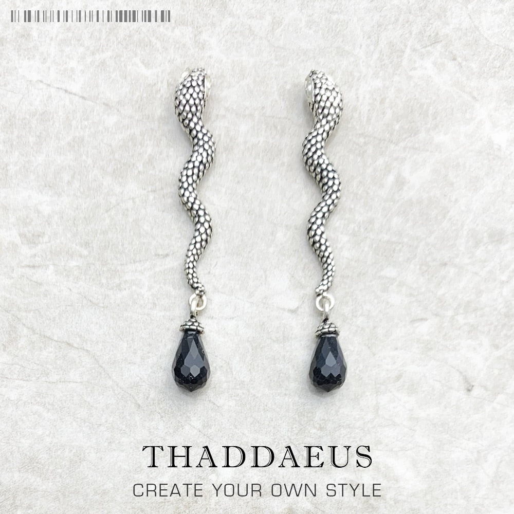 Snake & Crystal Drop Earrings,Europe Style Glam Fashion Good Jewerly For Women,2017  Gift In 925 Sterling Silver,Super Deals