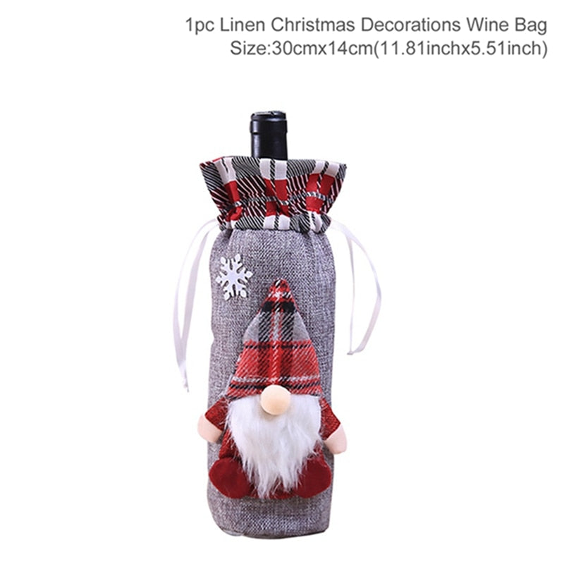 Christmas Bottle Cover Merry Christmas Decorations for Home 2022 Christmas Ornaments Navidad Noel Xmas Gift Happy New Year 2023