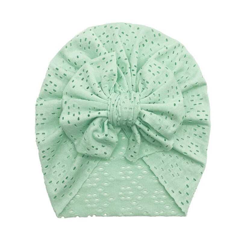 1Pc Newborn Fetal Hat Summer Hollow Breathable Baby Bow Knotted Polyester Hats for Newborn Infant Headwear Baby Shower Caps