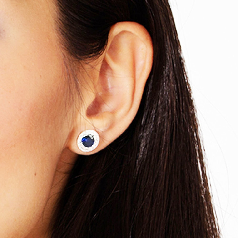 Light of Luna Blue Ear Studs Earring,Europe Style Fashion Jewerly For Women Gift In 925 Sterling Silver