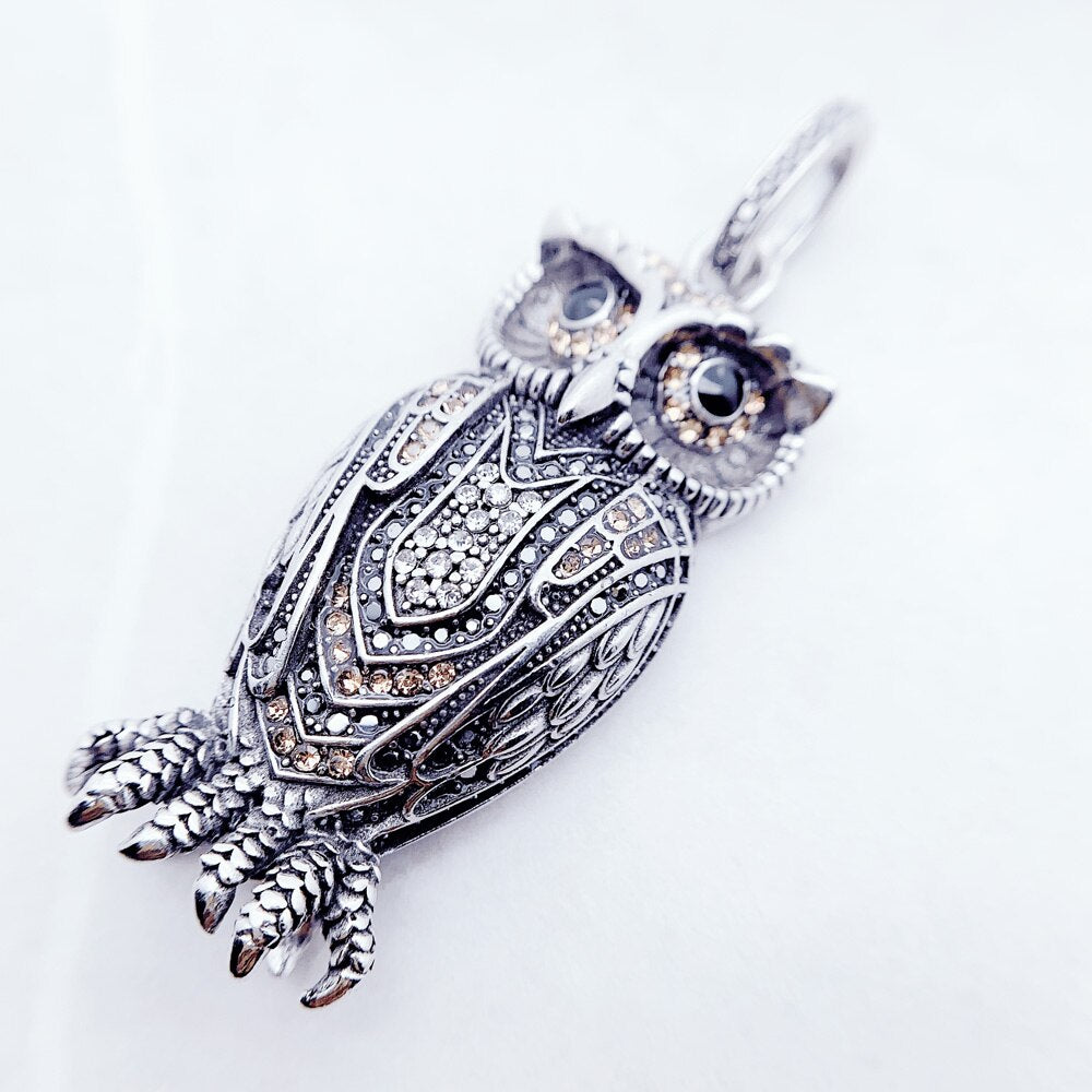Pendant Owl,Brand New Fashion Trendy Jewelry Europe 925 Sterling Silver Accessories Cute Soul Gift For Woman