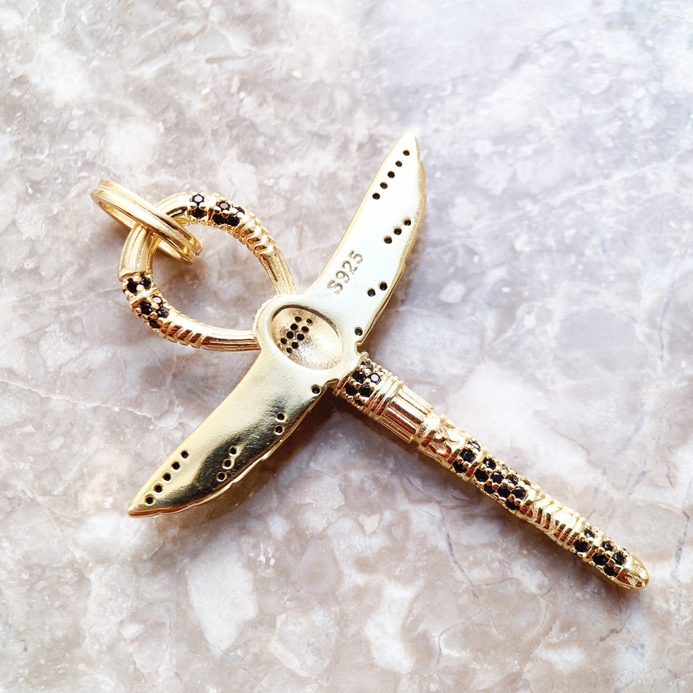 Cross of Life Ankh With Scarab Golden Pendant Vintage Fine Jewelry Pure 925 Sterling Silver Protective Amulet For Woman & Men