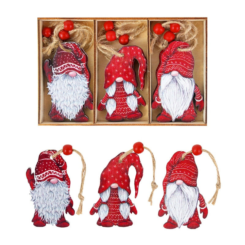 9/12pcs Christmas Tree Decorations Gnomes Wooden Pendants Ornaments Navidad 2022 New Year Gift Xmas Decorations for Home Noel