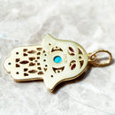 Pendant Hand of Fatima,Summer New Golden Jewelry Bohemia 925 Sterling Silver Turquoise Accessories Protection Gift For Women Men